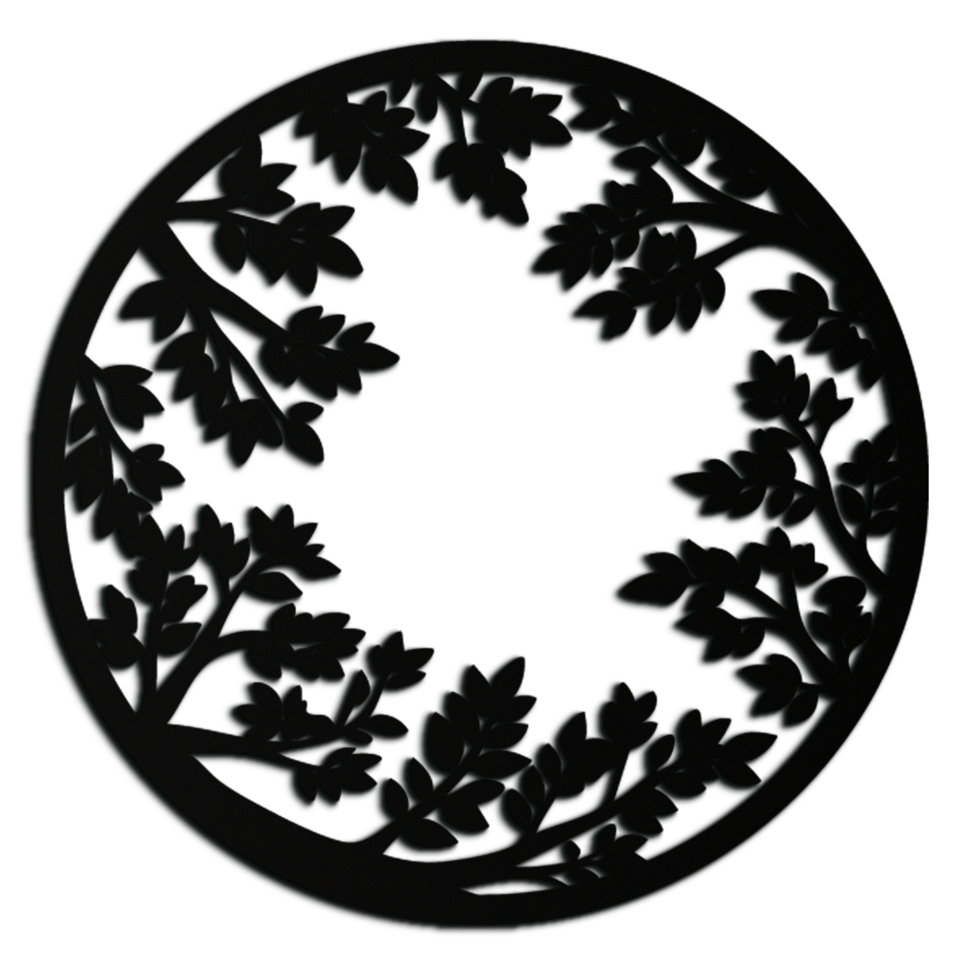 Round Leafy Branches Metal Wall Art – Nature Inspired Circular Black Steel Decor for Modern Interior and Garden- KAF411 - Tampa Home & Garden Store