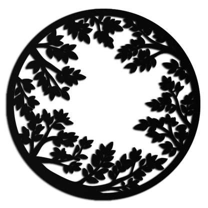 Round Leafy Branches Metal Wall Art – Nature Inspired Circular Black Steel Decor for Modern Interior and Garden- KAF411 - Tampa Home & Garden Store