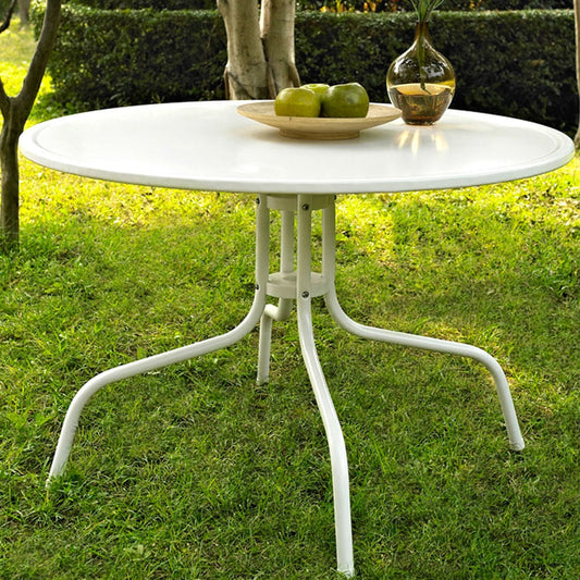Round Patio Dining Table in White Outdoor UV Resistant Metal - Tampa Home & Garden Store