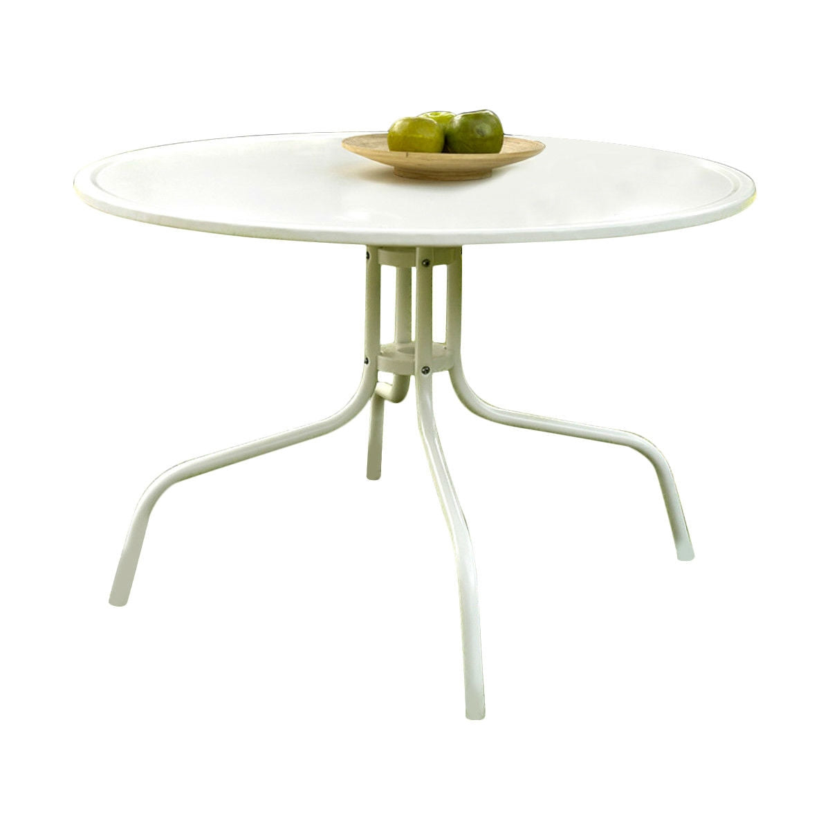 Round Patio Dining Table in White Outdoor UV Resistant Metal - Tampa Home & Garden Store
