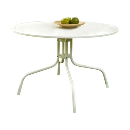 Round Patio Dining Table in White Outdoor UV Resistant Metal - Tampa Home & Garden Store