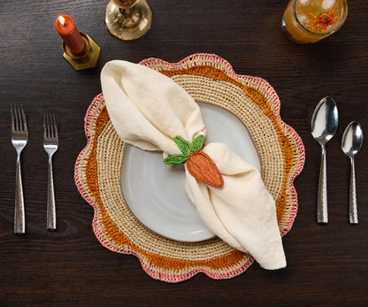 Round Pink Raffia Placemat – 14” Handwoven Crochet – Garden Party & Summer Table Decor - Tampa Home & Garden Store