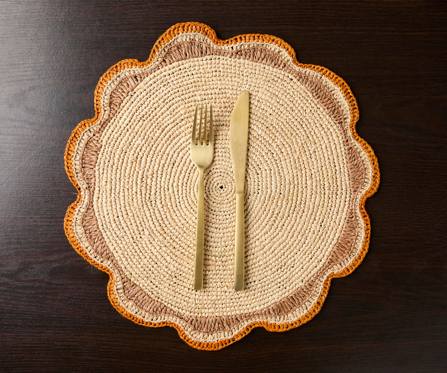 Round Raffia Woven Placemat - Handmade Crochet Style Table Mats for Garden Party Decor, Rustic Natural Fiber Dining Table Accessory - Tampa Home & Garden Store