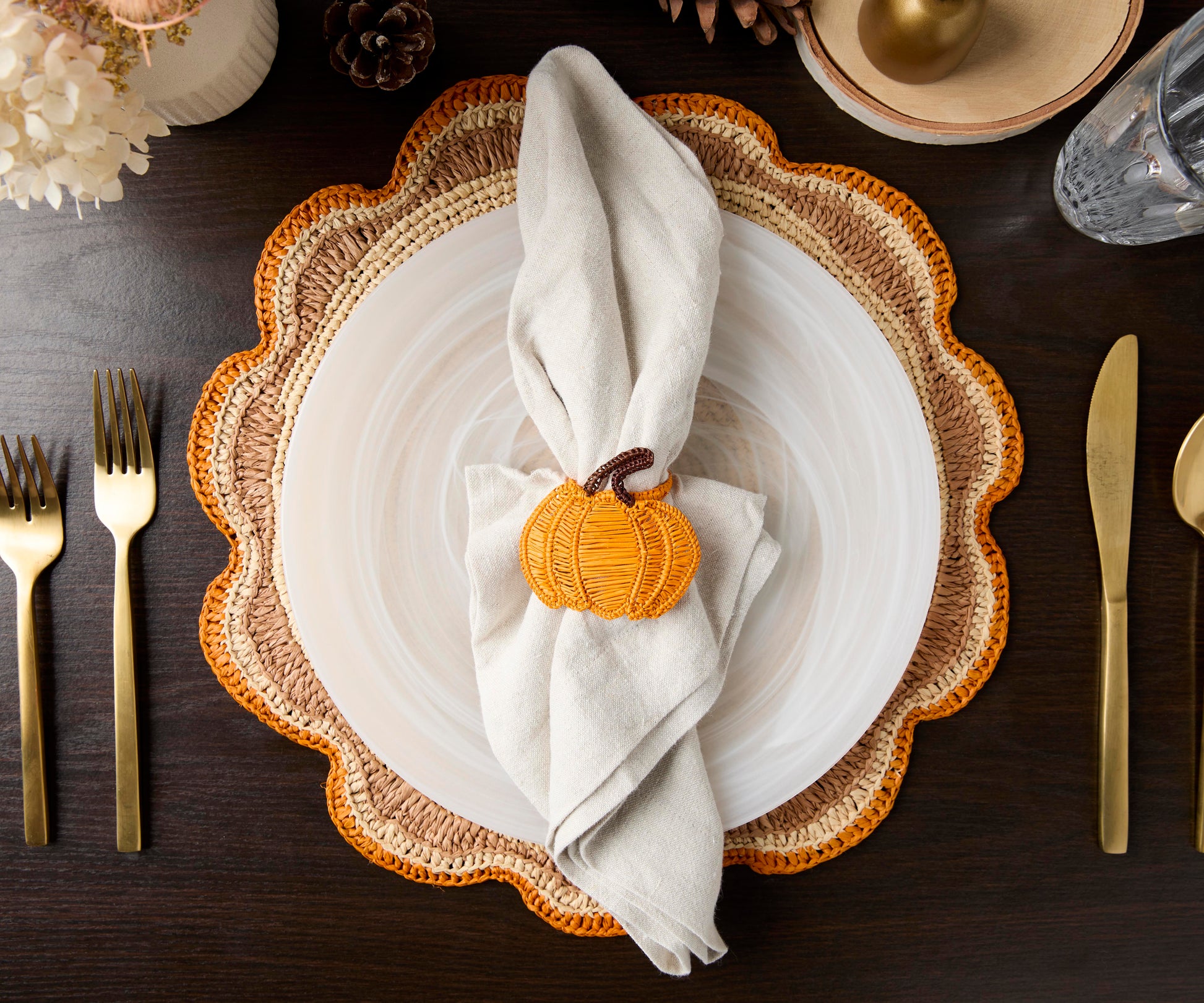 Round Raffia Woven Placemat - Handmade Crochet Style Table Mats for Garden Party Decor, Rustic Natural Fiber Dining Table Accessory - Tampa Home & Garden Store