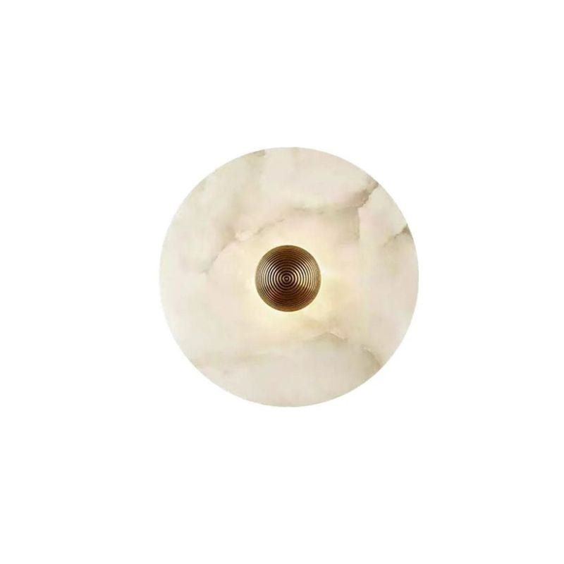 Alabaster LED Wall Light Brass Round Flush Mount 6"–14" Fixture