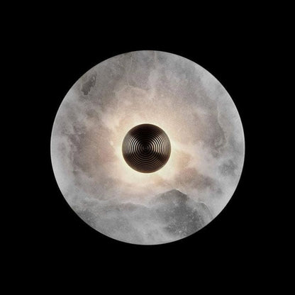 Alabaster LED Wall Light Brass Round Flush Mount 6"–14" Fixture