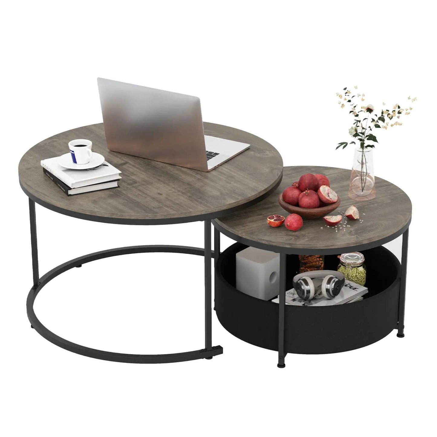 Round Coffee Table Set of 2 for Living Room