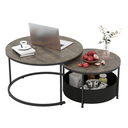 Round Coffee Table Set of 2 for Living Room