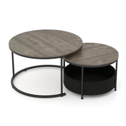 Round Coffee Table Set of 2 for Living Room