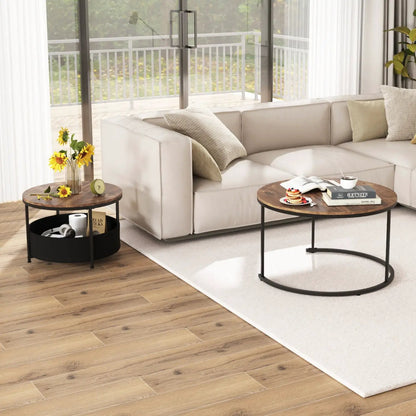 Round Coffee Table Set of 2 for Living Room