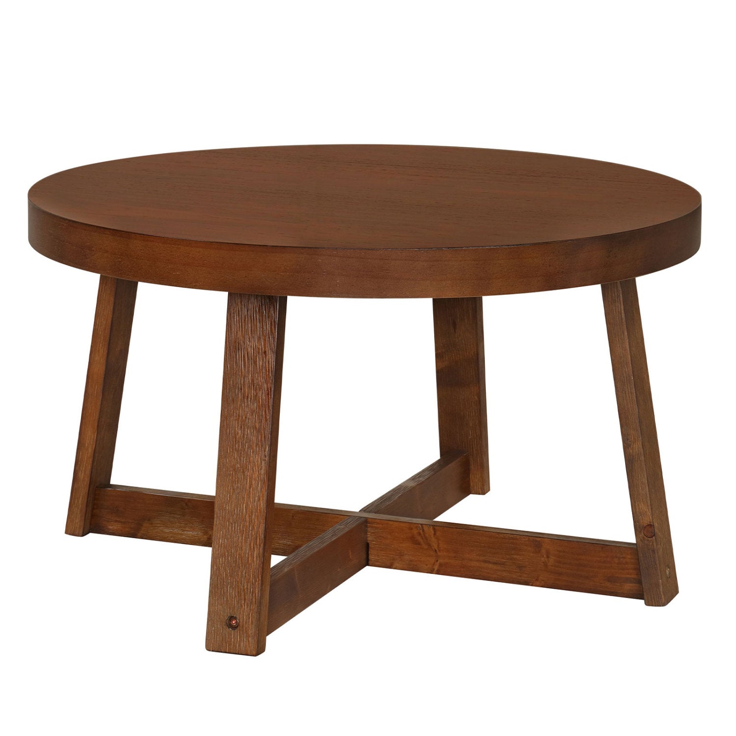 Round coffee table 30 inch with solid wood legs in warm brown DirectDeals on Tampa Home & Garden Store