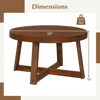 Round coffee table 30-inch diameter with solid wood legs, warm brown finish on Tampa Home & Garden Store