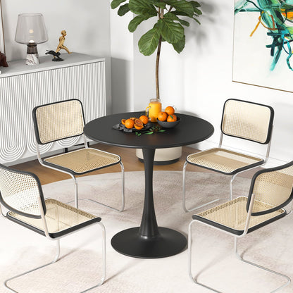 Mesa de comedor redonda de 31.5 pulgadas con anillo de PP antideslizante - Negro