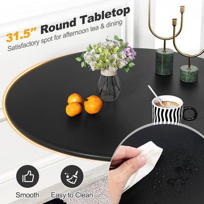 Mesa de comedor redonda de 31.5 pulgadas con anillo de PP antideslizante - Negro