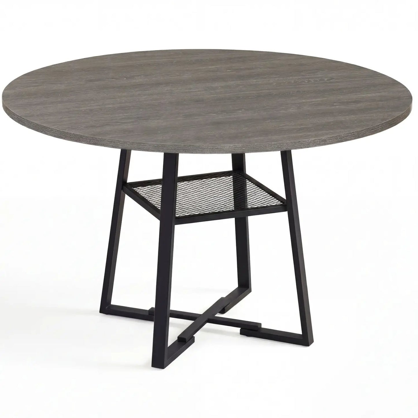 Round Dining Table for 4-6 with Storage Shelf