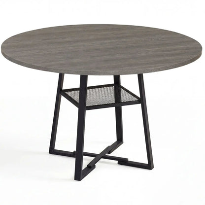 Round Dining Table for 4-6 with Storage Shelf
