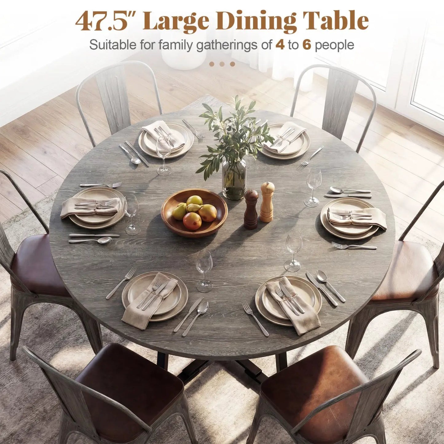 Round Dining Table for 4-6 with Storage Shelf