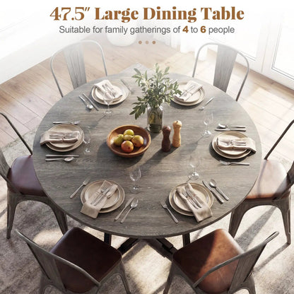 Round Dining Table for 4-6 with Storage Shelf