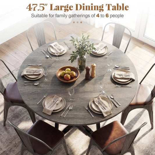 Round Dining Table for 4-6 with Storage Shelf