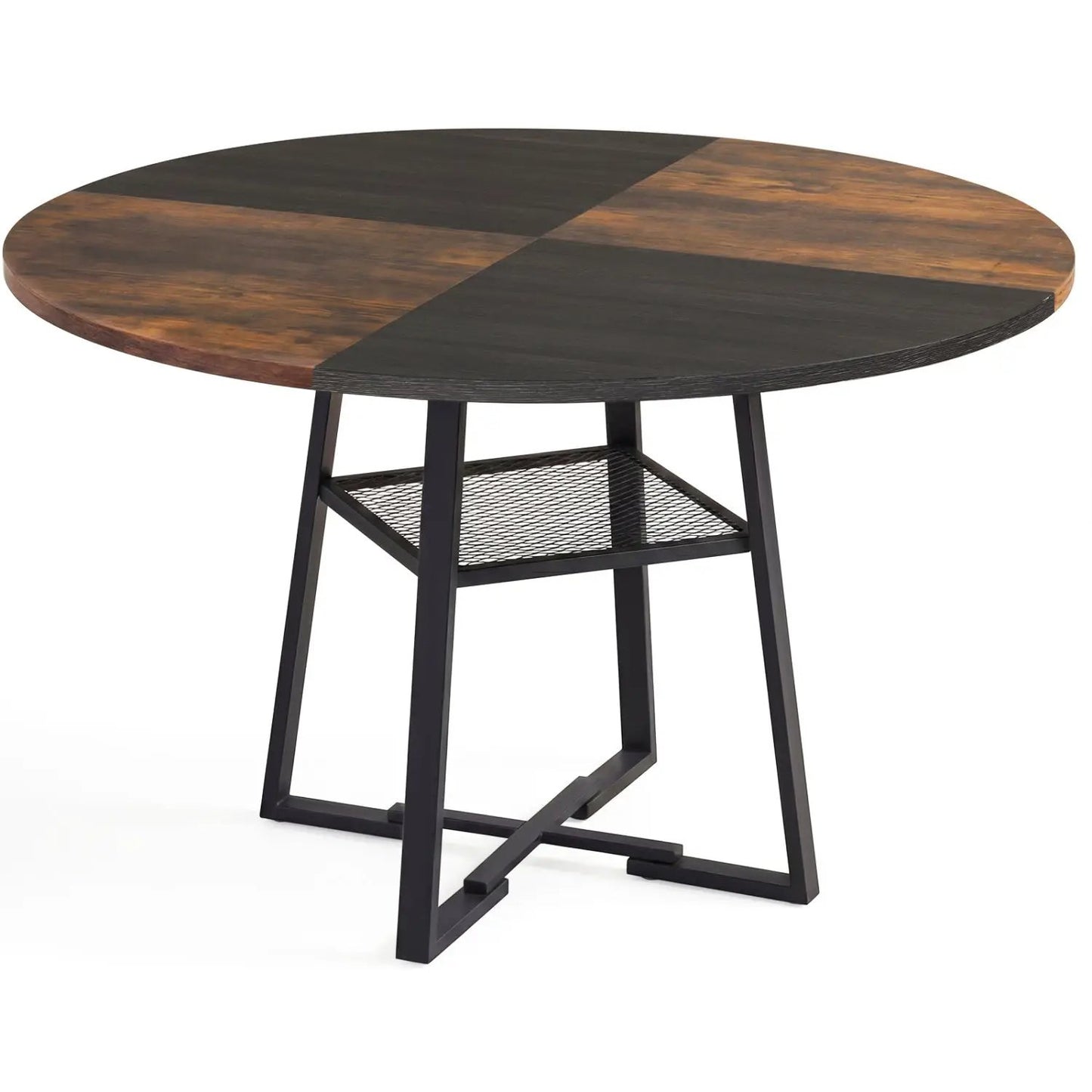 Round Dining Table for 4-6 with Storage Shelf