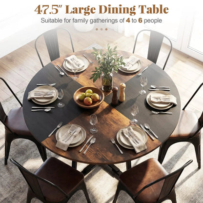 Round Dining Table for 4-6 with Storage Shelf