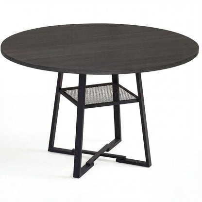 Round Dining Table for 4-6 with Storage Shelf