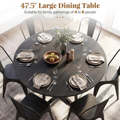 Round Dining Table for 4-6 with Storage Shelf