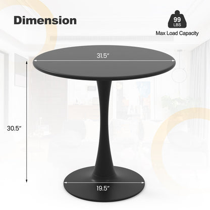 Mesa de comedor redonda de 31.5 pulgadas con anillo de PP antideslizante - Negro