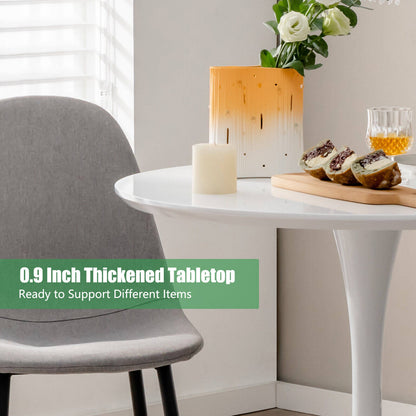 Mesa de comedor redonda moderna tipo tulipán de 32 pulgadas con tapa de MDF-Blanco