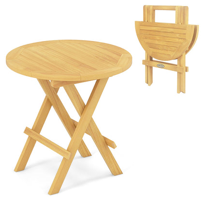 Mesa auxiliar de exterior portátil y compacta con patas en forma de X y tablero de listones