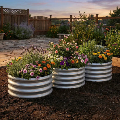 Round Galvanized Raised Garden Bed Open-Ended