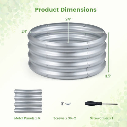 Round Galvanized Raised Garden Bed Open-Ended