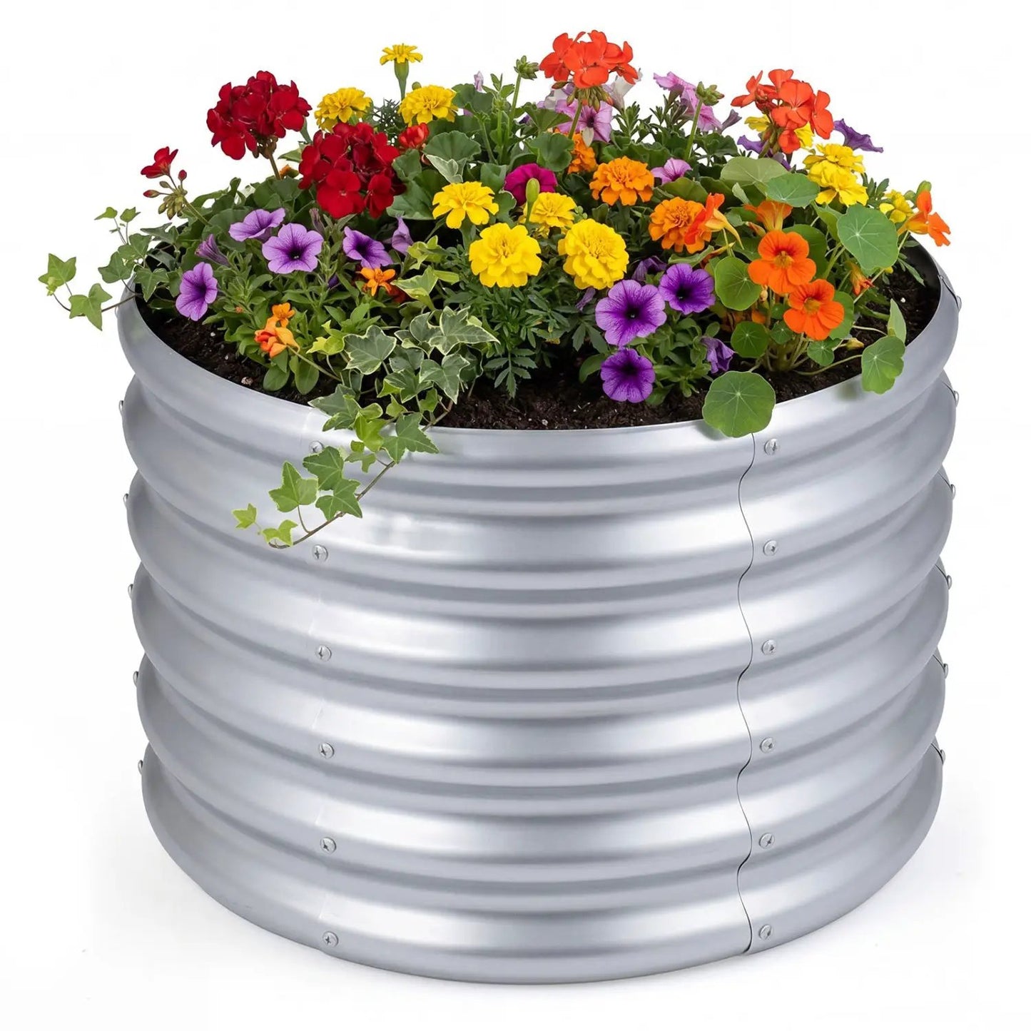 Round Galvanized Raised Garden Bed Open-Ended