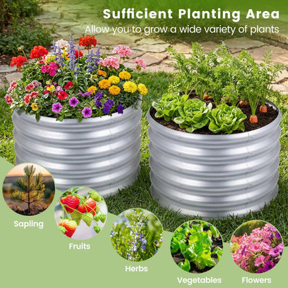 Round Galvanized Raised Garden Bed Open-Ended