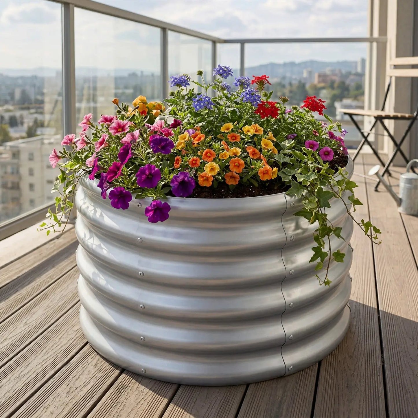 Round Galvanized Raised Garden Bed Open-Ended