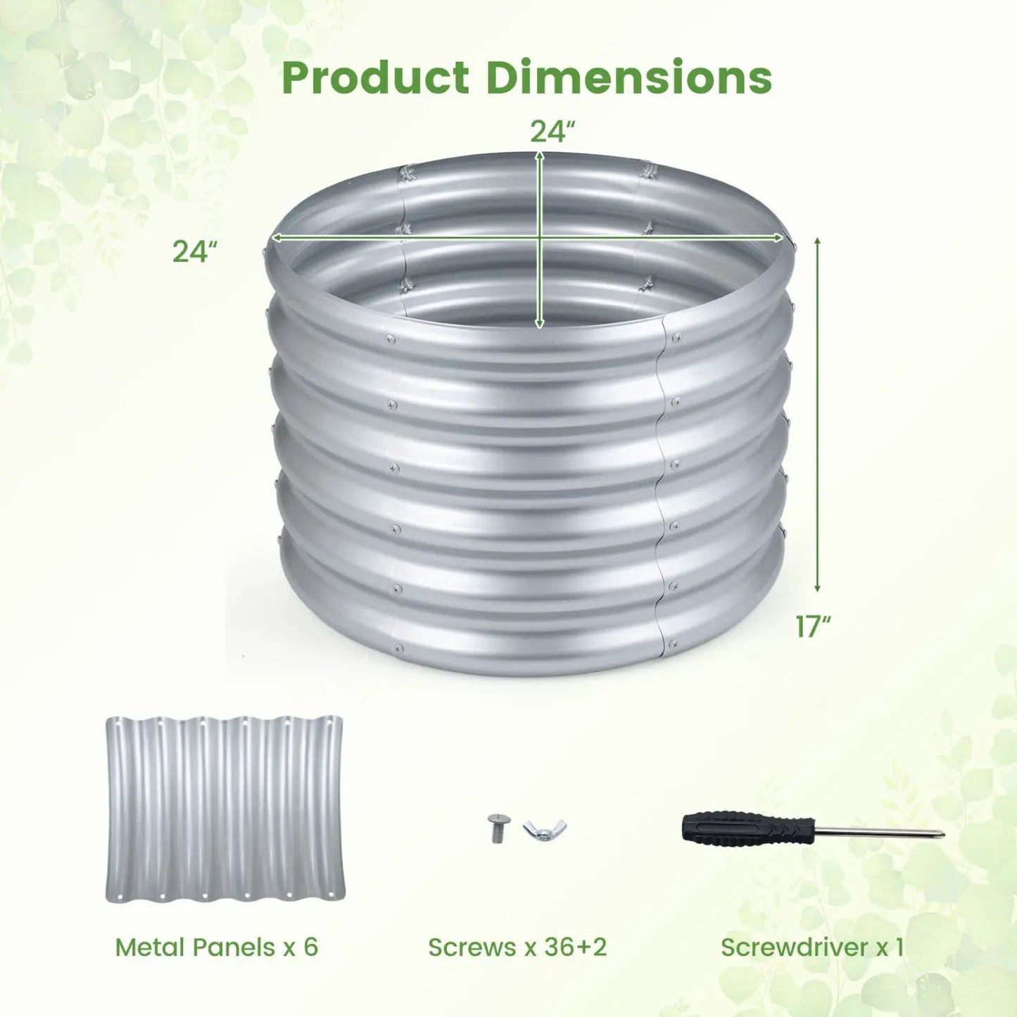 Round Galvanized Raised Garden Bed Open-Ended