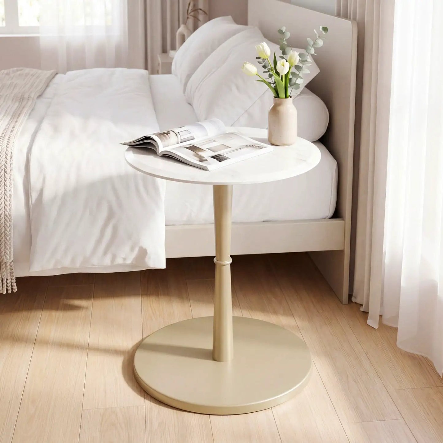 Round Marble Side Table With Stone Finish