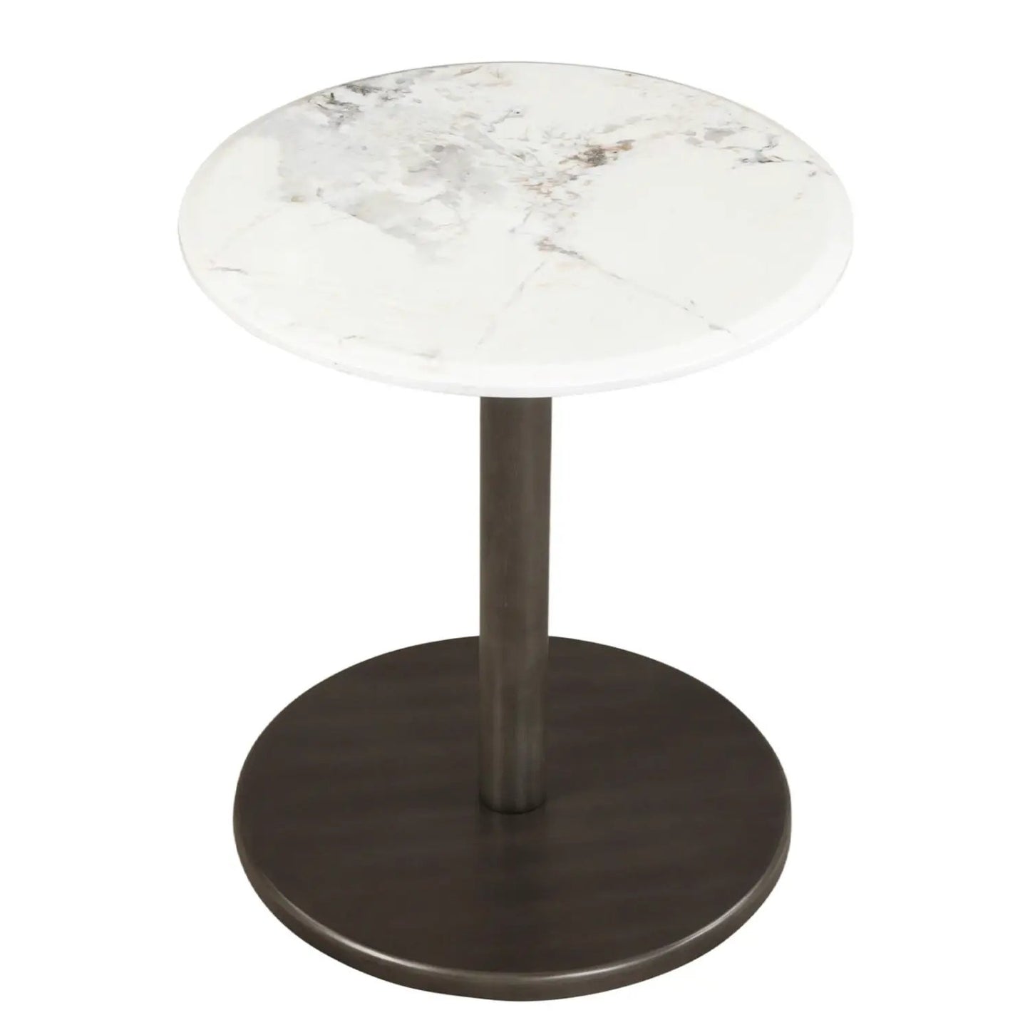 Round Marble Side Table Pedestal End Table Wood