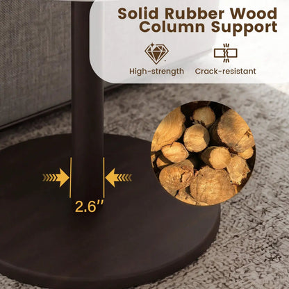 Round Marble Side Table Pedestal End Table Wood