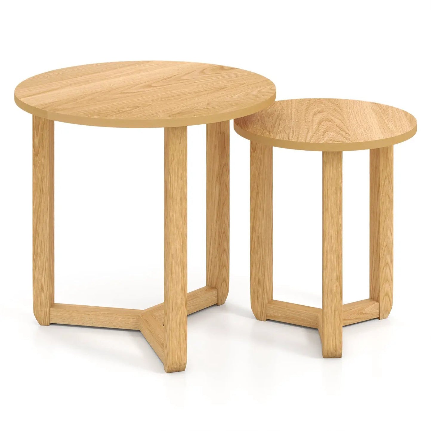 Round Nesting Coffee Tables Set of 2 Thick Top