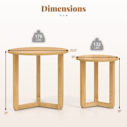 Round Nesting Coffee Tables Set of 2 Thick Top