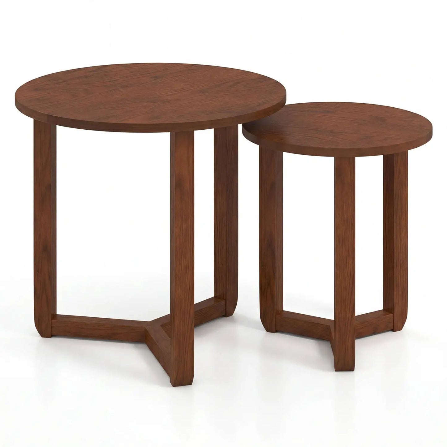 Round Nesting Coffee Tables Set of 2 Thick Top