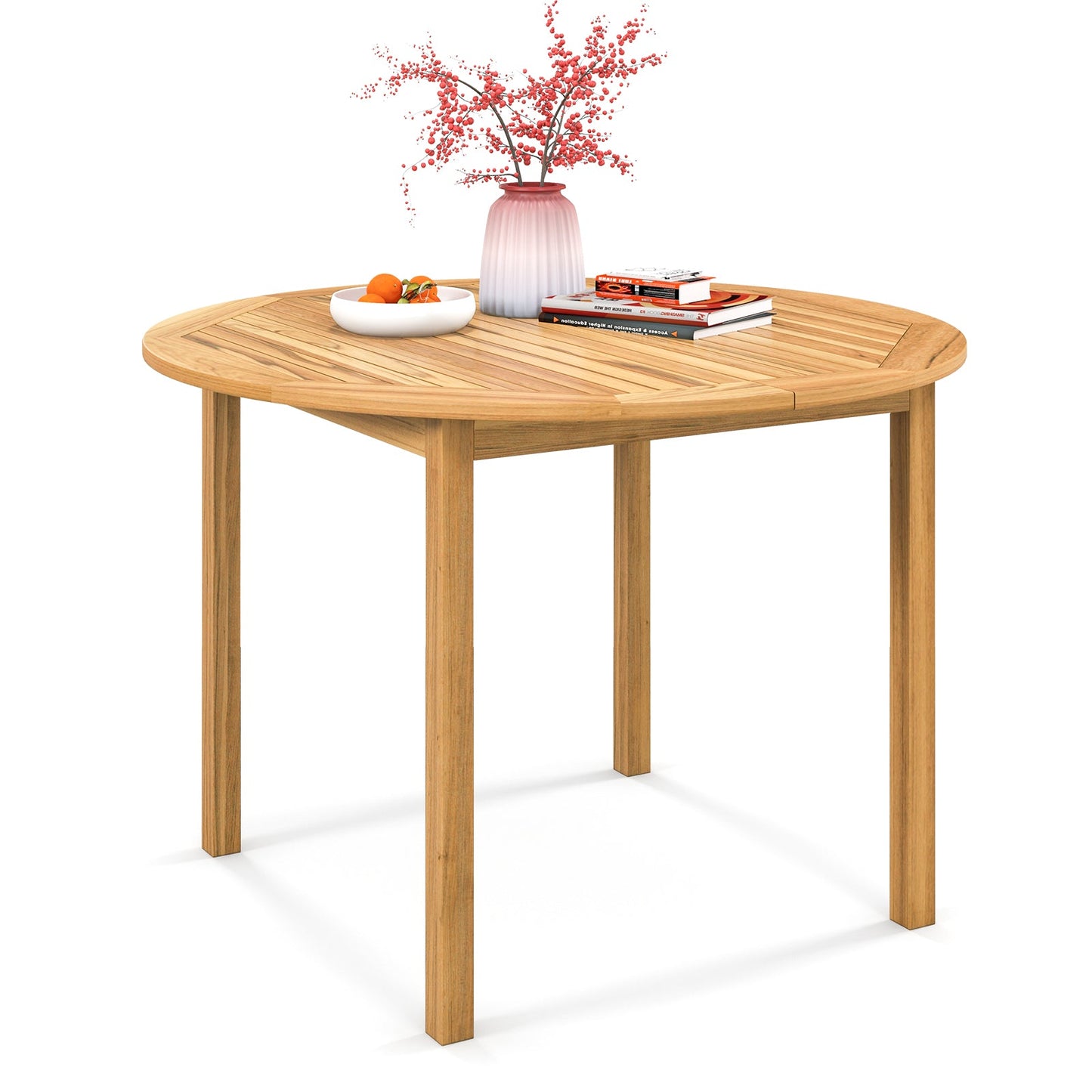 Mesa de comedor redonda grande para exteriores de 4 personas