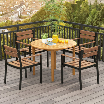 Mesa de comedor redonda grande para exteriores de 4 personas
