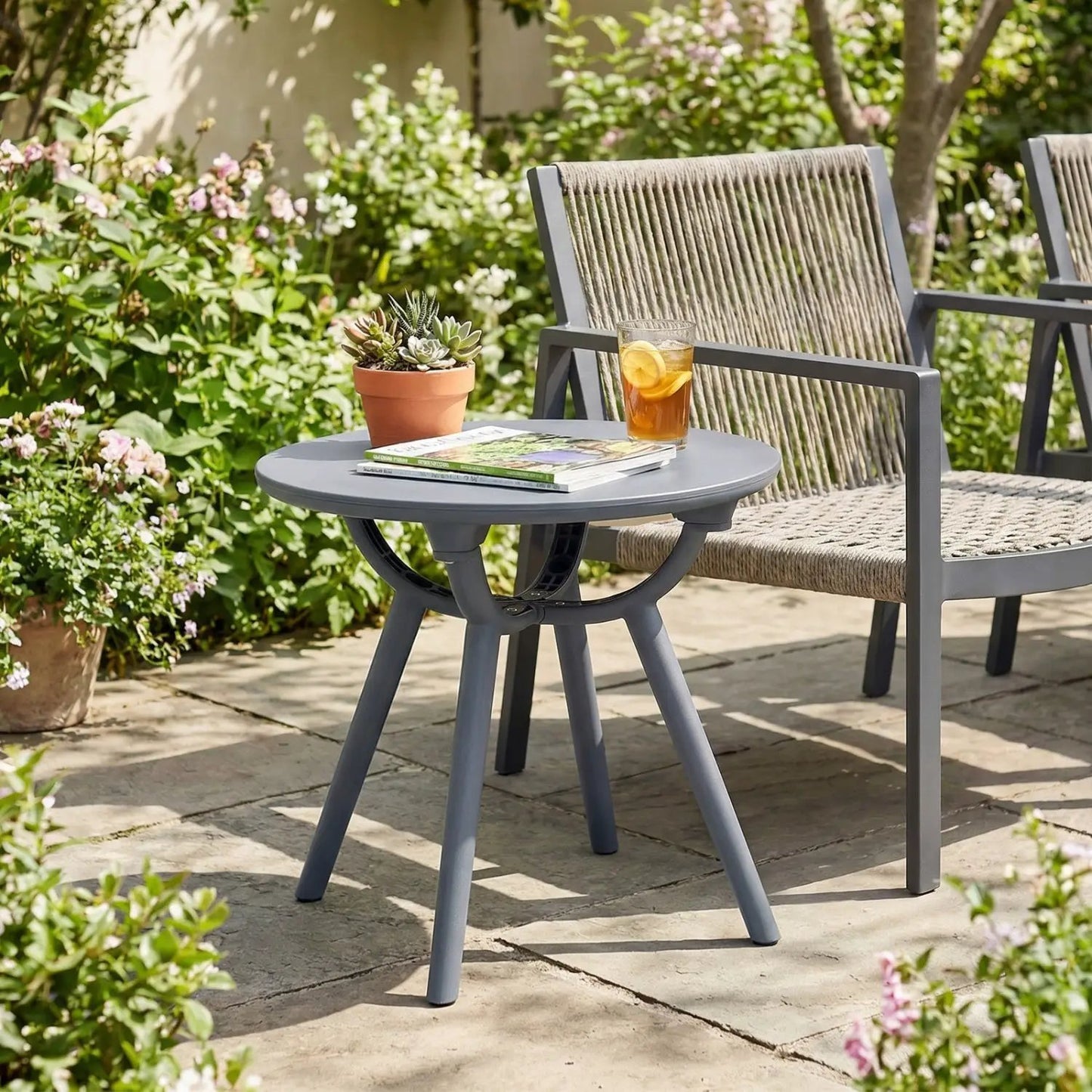 Round Patio Storage Side Table for Poolside