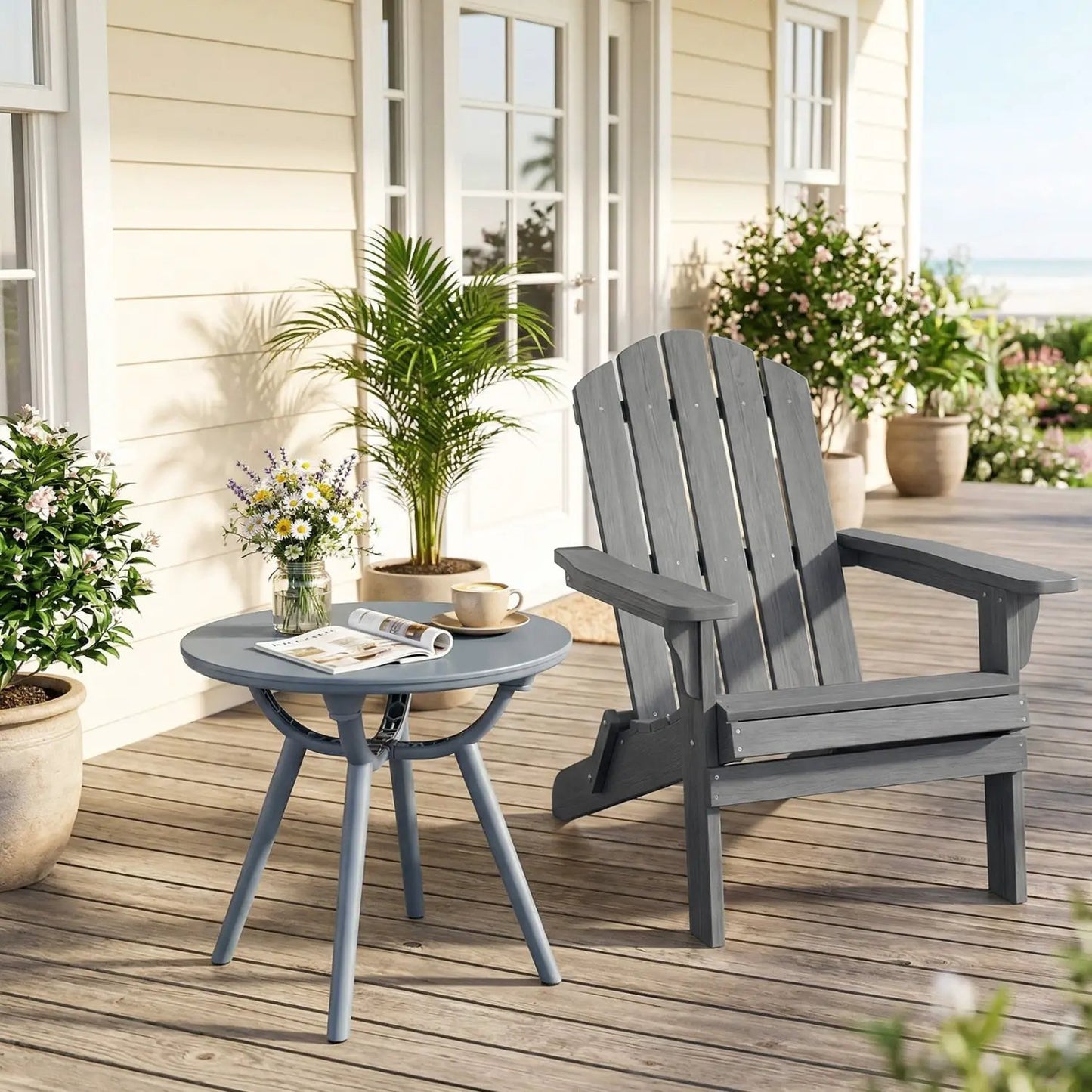 Round Patio Storage Side Table for Poolside