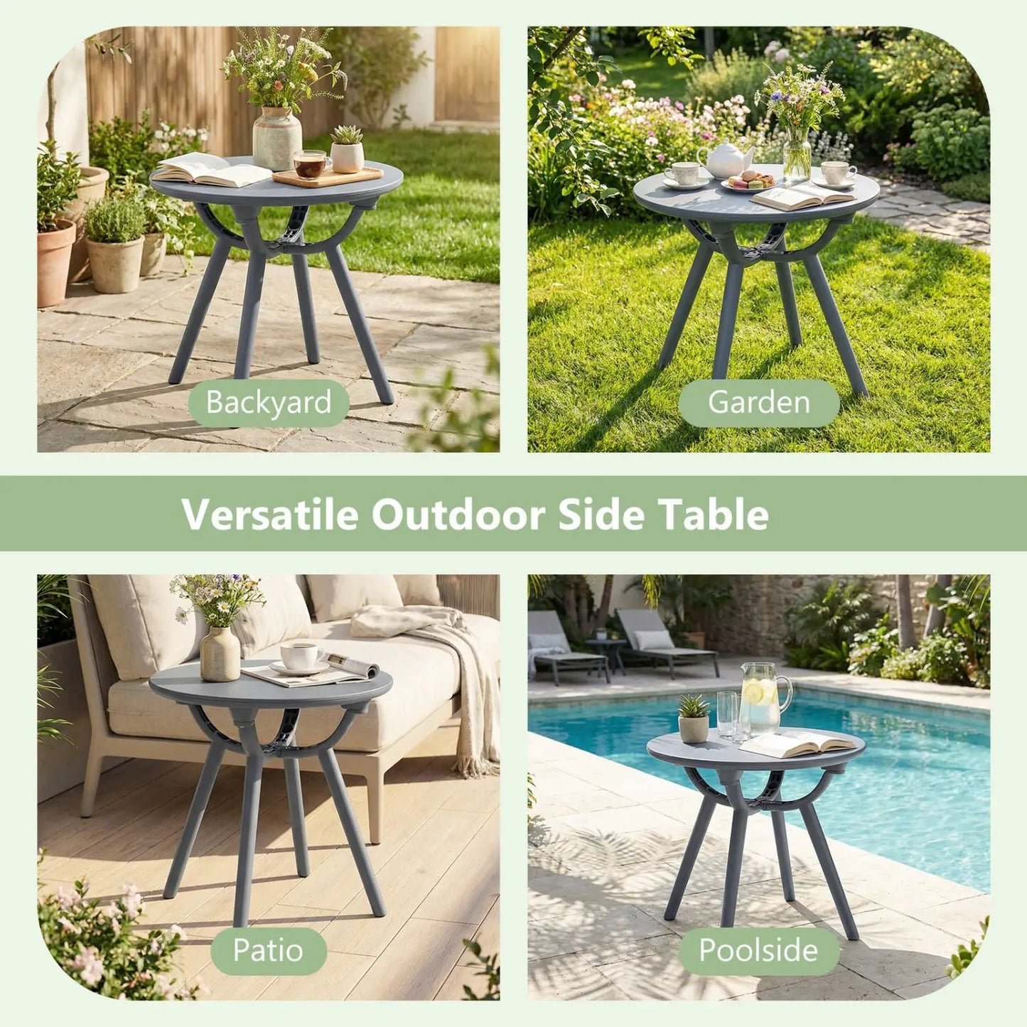 Round Patio Storage Side Table for Poolside