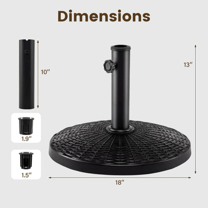 Umbrella base 22 lbs, black resin wicker style with knob, DirectDeals, 18in diameter on Tampa Home & Garden Store