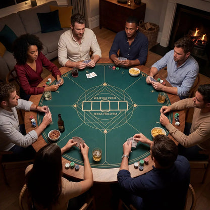 Round Poker Mat for Texas Holdem 40 Inch Portable