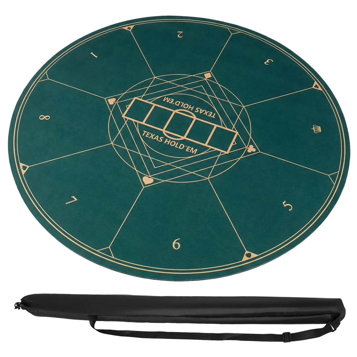 Round Poker Mat for Texas Holdem 40 Inch Portable